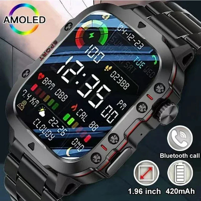 NEW Electronic Military Men Smart Watch Bluetooth Call Fitness Clock Heart Monitor Sport Watches 3ATM Waterproof Smartwatch 2026