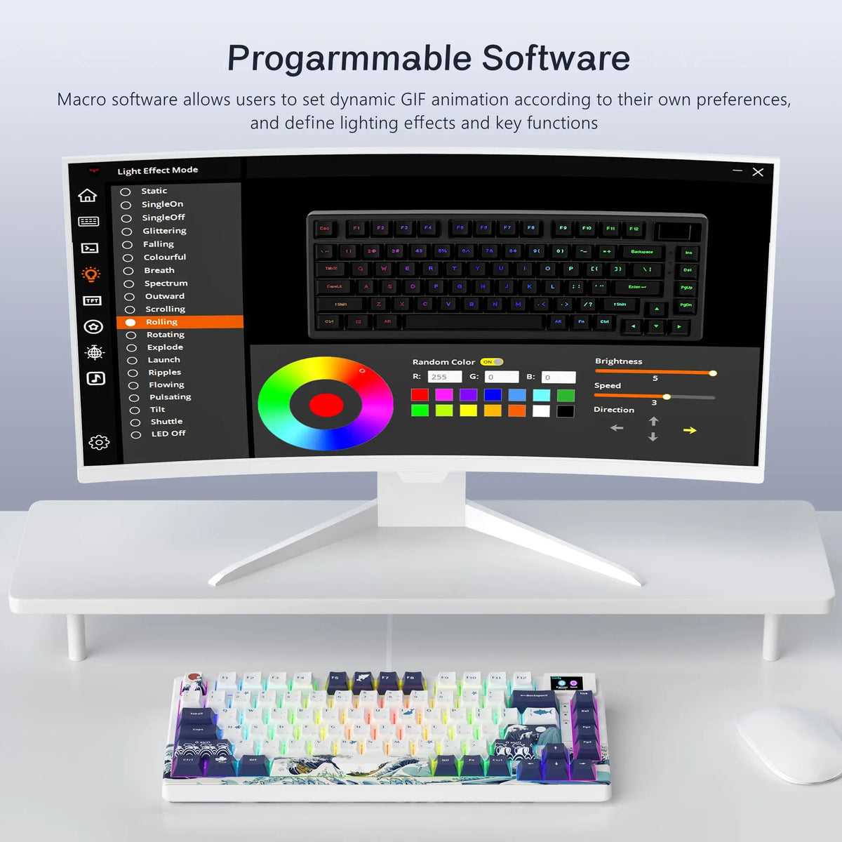 Womier SK80 Gasket Mounted Mechanical Keyboard 81 Key Gamer Keyboard 75% Hot Swap RGB Gaming Keyboard with Smart Display for PC
