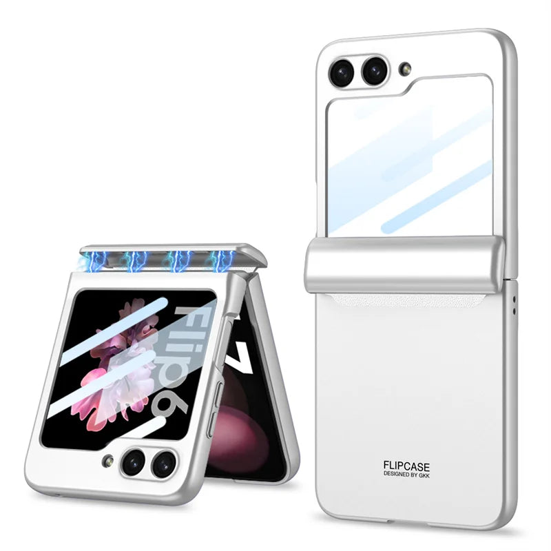 Magnetic Hinge Protection Hard PC Phone Cover for Samsung Galaxy Z Flip 8 7 6 5 4 5G Case Shockproof with Small Screen Protector