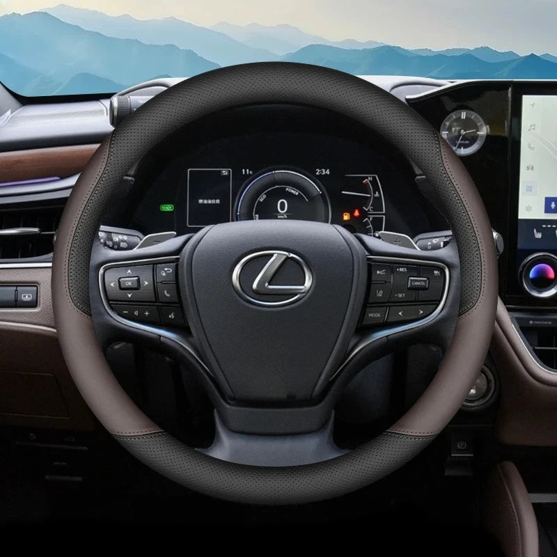 2026 Nappa Leather Steering Wheel Cover Anti-Slip 37-38cm For Lexus IS ES ES300h ES350h RX RX350 RX500h NX350h NX450 Accessories