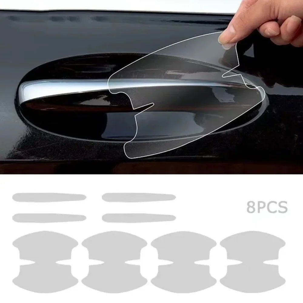 8PCS Universal Car Door Handle Bowl Scratch Protective Stickers Transparent Car Handle Anti-collision Protection Strip