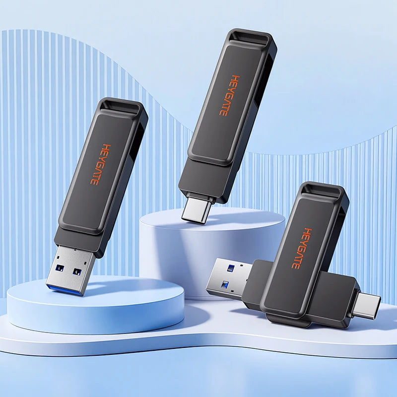 HEYGATE OTG Dual Interface USB3.2 Gen1 Type C Flash Drive 32GB 64GB 128GB 150MB/s High Speed Metal Pendrive For Phone Laptop PC