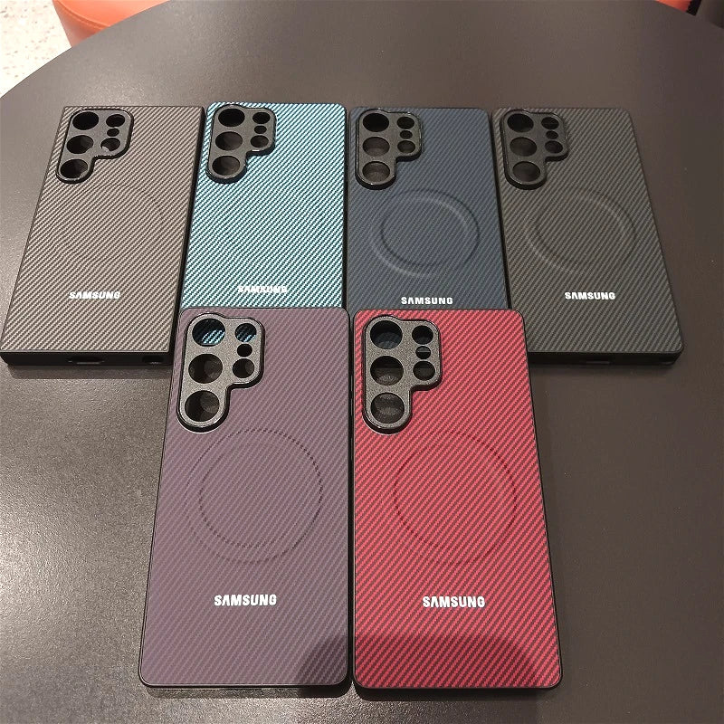 Carbon Fiber Magnetic for Magsafe Case For Samsung Galaxy S26 S25 S24 S22 S21 Ultra Plus S23 FE Wireless Charging Bumper Cover