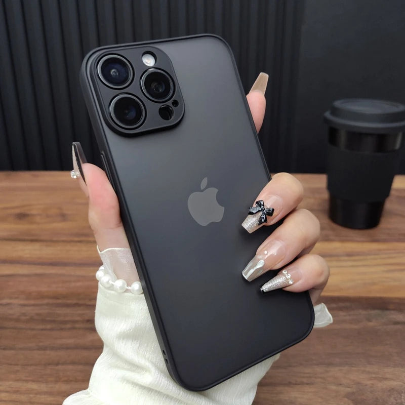 Luxury Transparent Matte Phone Case For iPhone 11 12 13 14 15 16 17 Pro Max Air X Xs Max XR 7 8 Plus Bumper Back Cases Cover