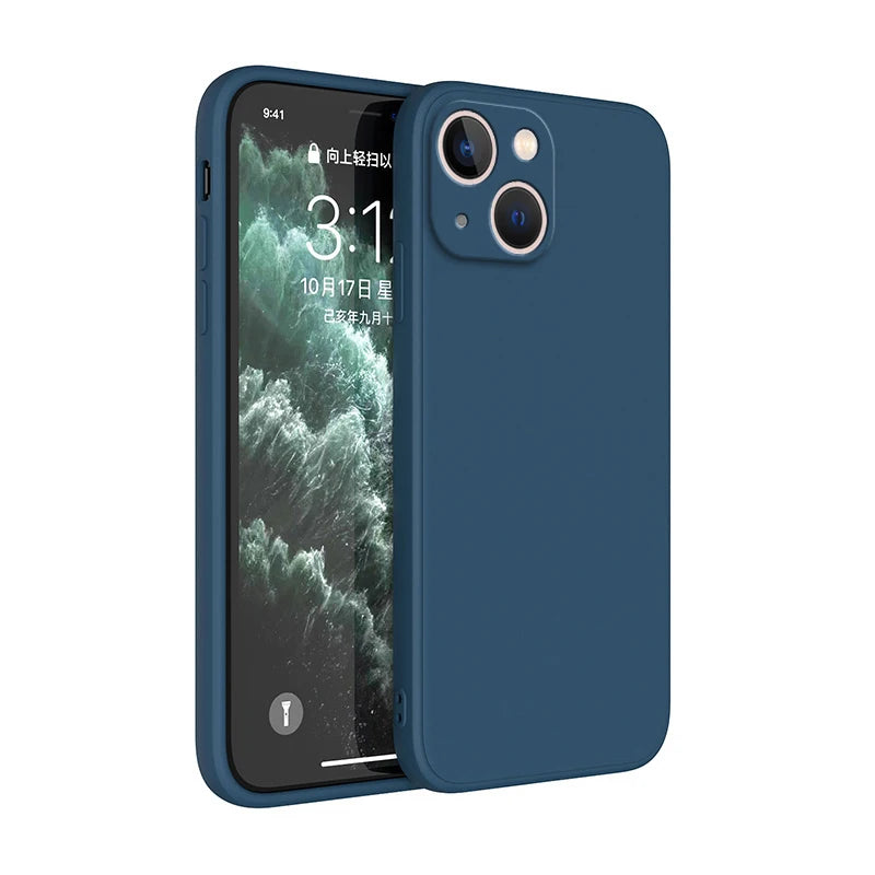 Original Square Liquid Silicone Phone Case for iPhone 14 13 7 8 Plus X XR XS 11 12 Pro Max SE 2 3 Luxury Camera Protective Cover