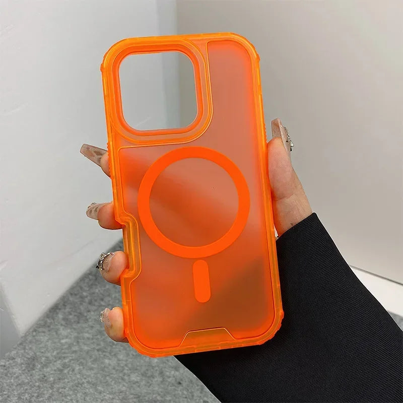 Trendy 3IN1 Magnetic Shockproof Case for IPhone 17 16 15 14 13 12 Pro Max Frosted Slim Clear Translucent Wireless Charging Cover