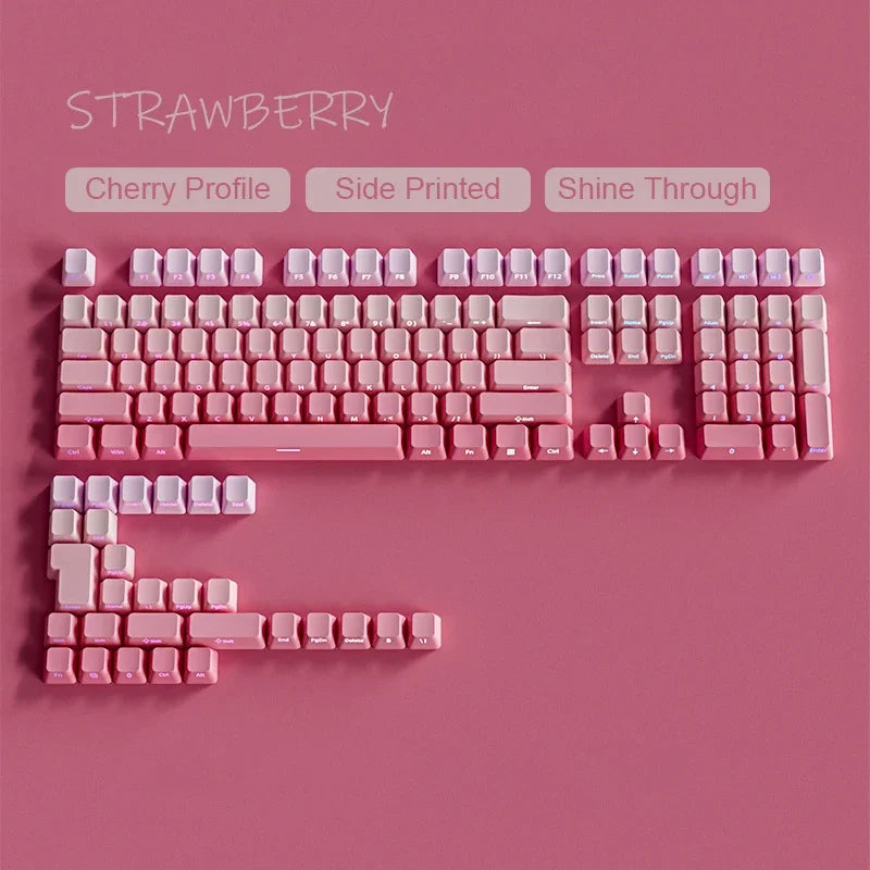 Gradient Gray Double Shot RGB Backlit Keycaps OEM Profile 135+ Keys Side Printed PBT Keycaps for Cherry MX Switches Keyboards