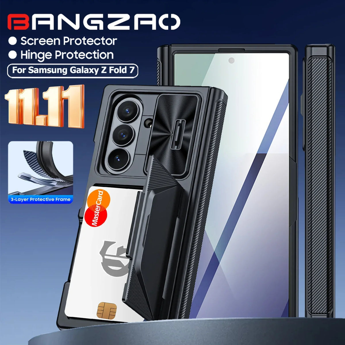Global Carnival Festival,for Galaxy Z Fold 7 Case,RFID Wallet with Cards Holder,Camera Cover,Shockproof Protective Case-Black