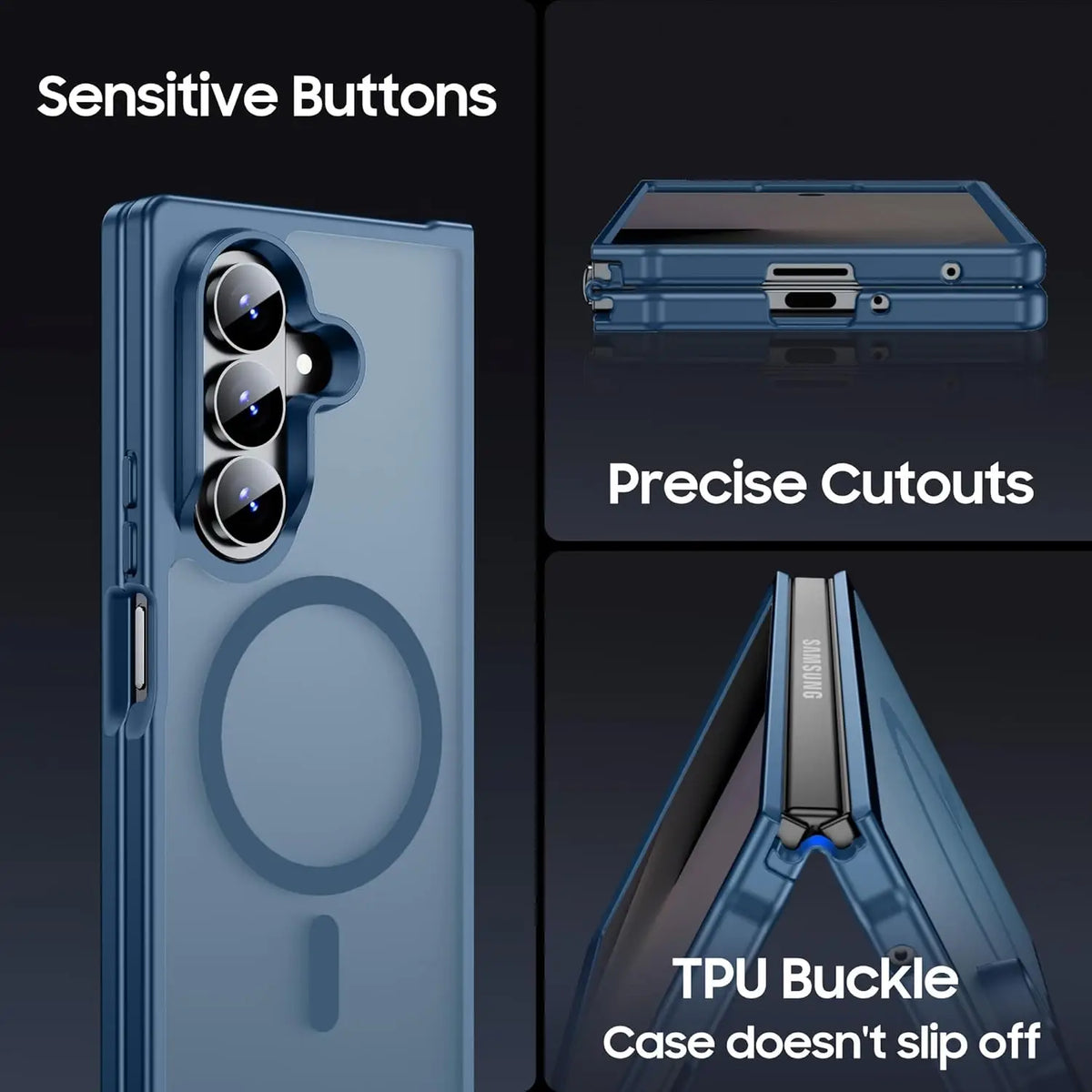 Fashion Magnetic Case For Samsung Galaxy Z Fold 8Ultra 8 7 6 5 4 For MagSafe Slim Translucent Matte Hard Back Soft Bumper Cover