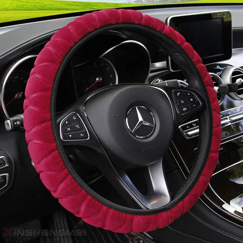 Car Steering Wheel Cover Protector Decoration Warm Super Thick Soft Plush Collar for Women Man Auto Interior Accessories