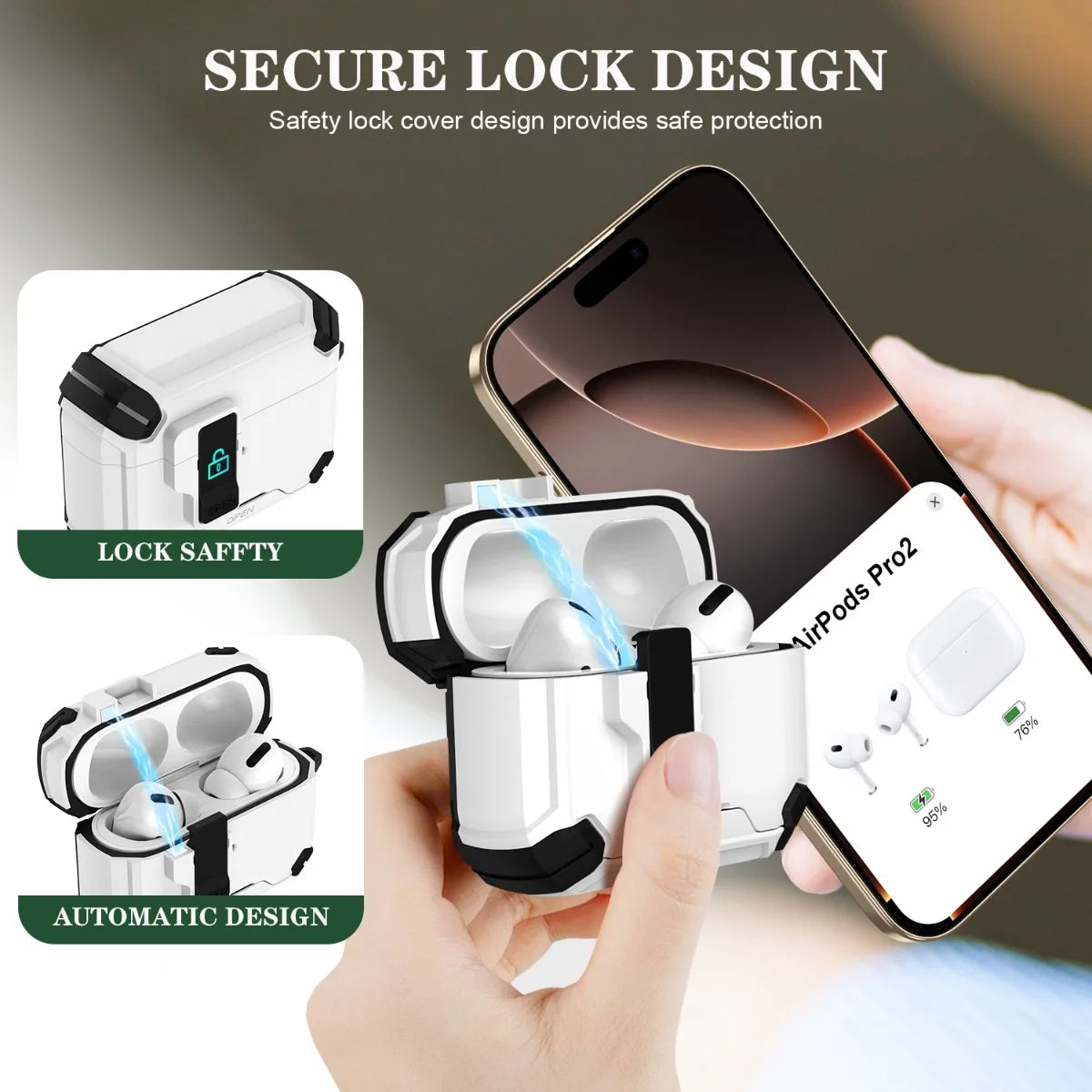 Phone Holder Security Lock Cover For AirPods Pro 3 2025 Case For AirPods Pro3 Pro 3rd Gen 2025 Cases Shockproof Headphone Cover