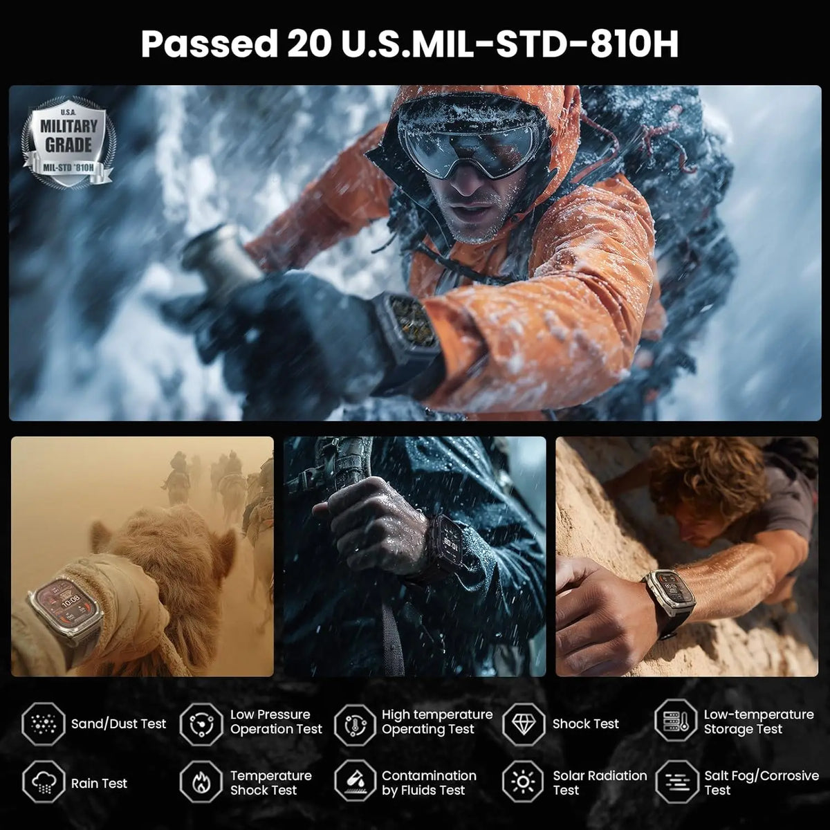 2026 New 1400mAh Large Battery Military Outdoor 2.01 inches Smart watch Men 10ATM Waterproof Bluetooth Call Sports Smart Watch