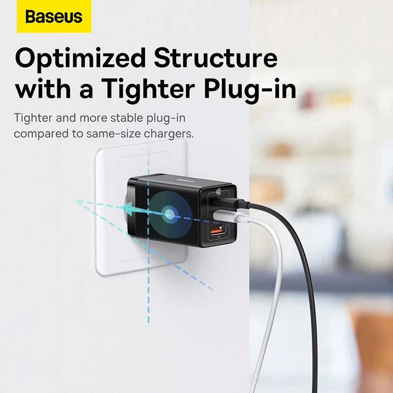 Baseus GaN 65W USB C Charger Quick Charge 4.0 3.0 QC4.0 QC PD3.0 PD USB-C Type C Fast USB Charger For iPhone 16 15 Pro MacBook