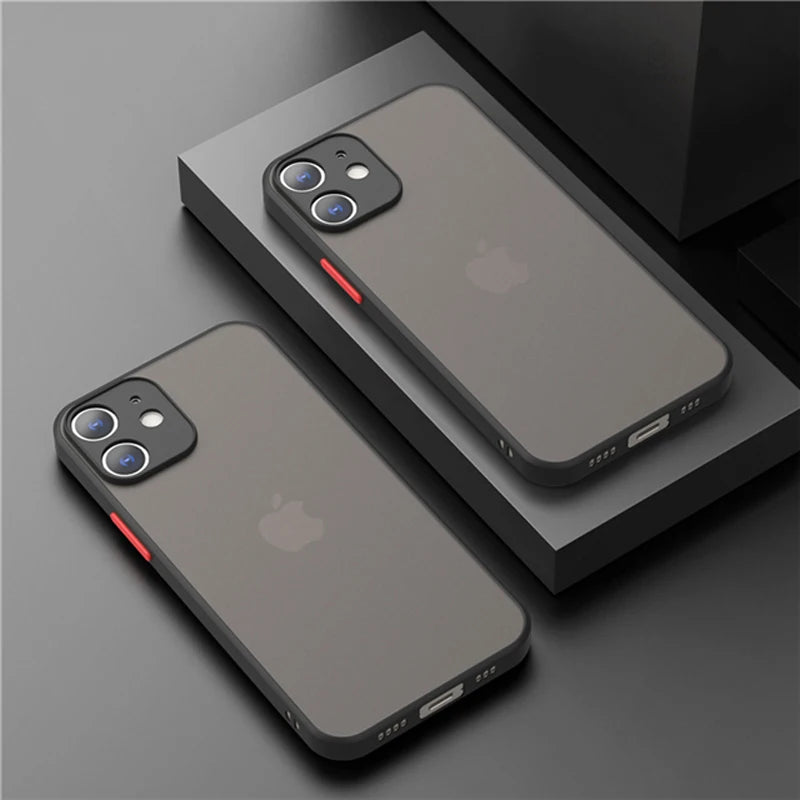 Luxury Matte Clear Square TPU Funda Case On For iPhone 17 16 15 14 13 12 11 Pro Max Plus Mini Plus Pls Funda IPHON Hard PC Cover