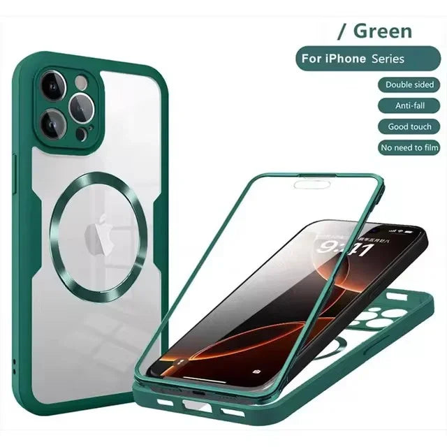 Magnetic For Magsafe 360 Full Body Front+Back Clear Case For iPhone 17 16 15 14 13 Pro Max Plus Silicone Bumper Shockproof Cover
