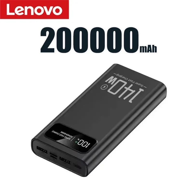 Lenovo 500000mAh 140W Power Bank Super Fast Charging High Capacity Digital Display Battery Pack Powerbank for iPhone Samsung