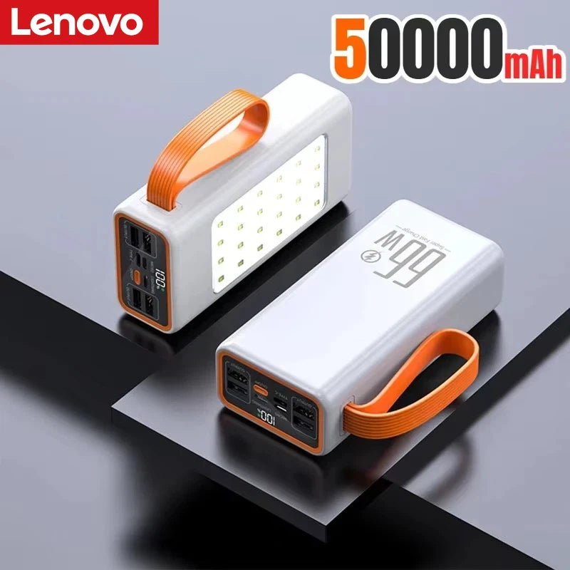 Lenovo 50000mAh Large Capacity Power Bank 30000mAh Portable USB C Fast Charging External Spare Battery For IPhone Huawei Samsung