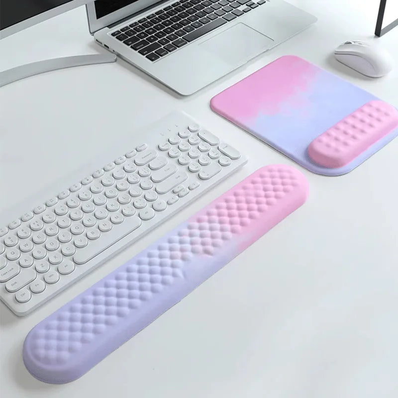 Keyboard Wrist Rest Pad Set Soft Memory Foam Mouse Pad Wrist Support Cushion Pain Relief Ergonomic Computer Mousepad for Office