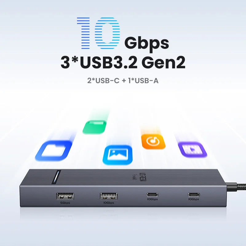UGREEN USB C HUB 10-in-1 4K60Hz HDMI USB3.2 10Gbps PD100W RJ45 USB Splitter Dock for Laptop MacBook iPad Phone Docking Station