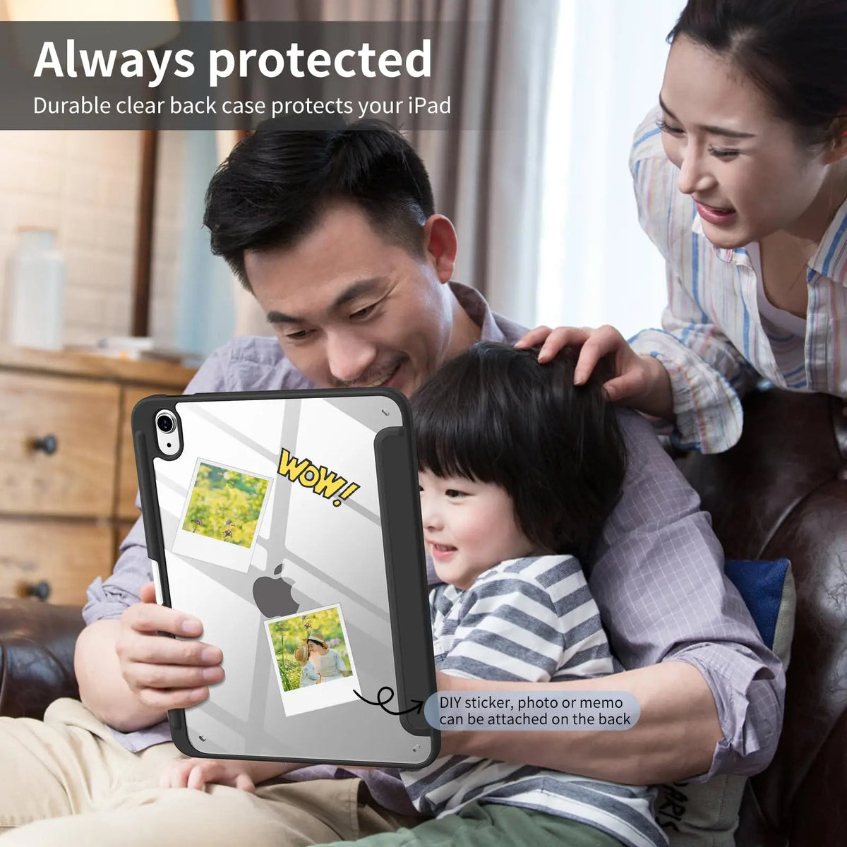 For Apple iPad (A16) 11th 11'' 2025/10th 10.9'' 2022 Generation Case with Pencil Holder, Hybrid iPad 11 10 Case with Clear Back
