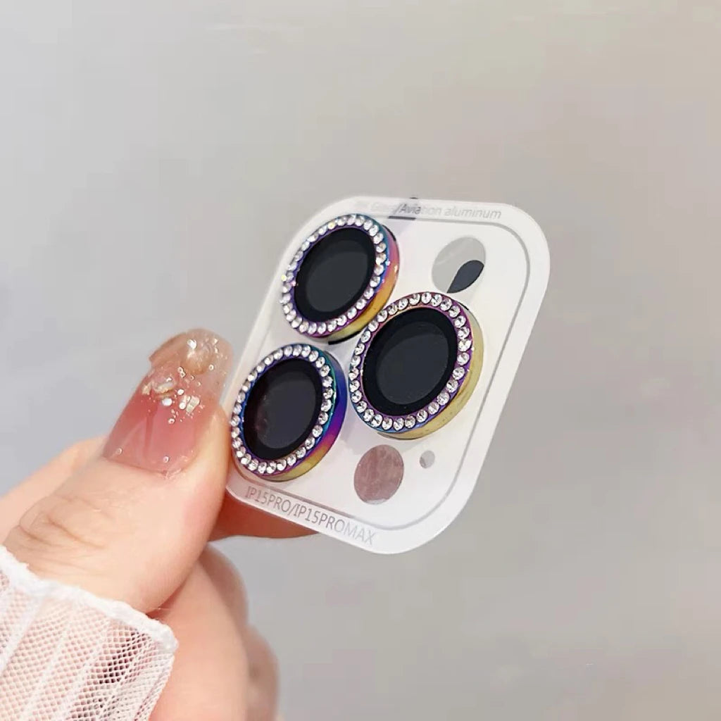 3-2Pcs Luxury Diamond Camera Protector For IPhone 17 promax 16 15 14 13 12 Pro Max Glitter Ring Lens Glass Back Lens Cap Shinny