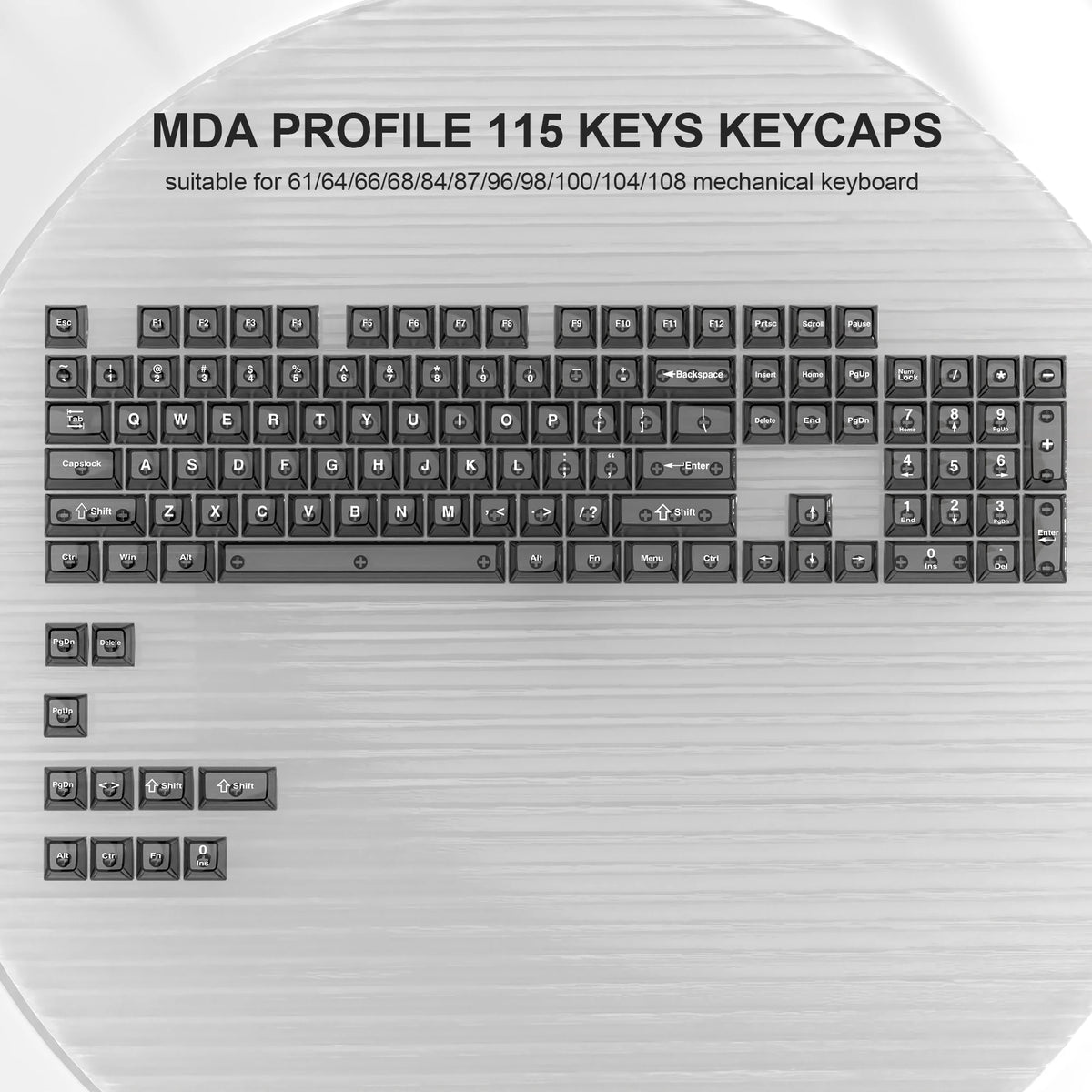 115 Keys Semi-transparent RGB Backlit PC Keycaps MDA Profile Foggy Pink UV-print Keycaps for Cherry Gateron MX Switches Keyboard