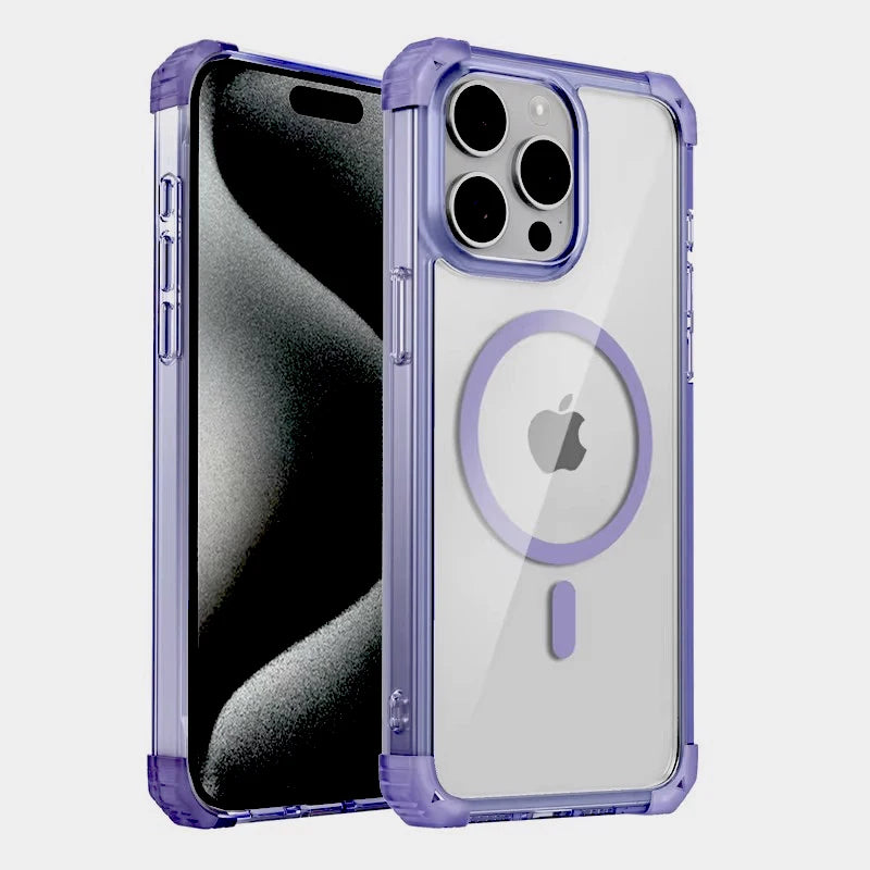 Shockproof Armor Transparent Case For iPhone 17 16 15 14 13 12 Pro Max Plus 15Pro IPhone15 for Magsafe Mag Safe Charge Cover