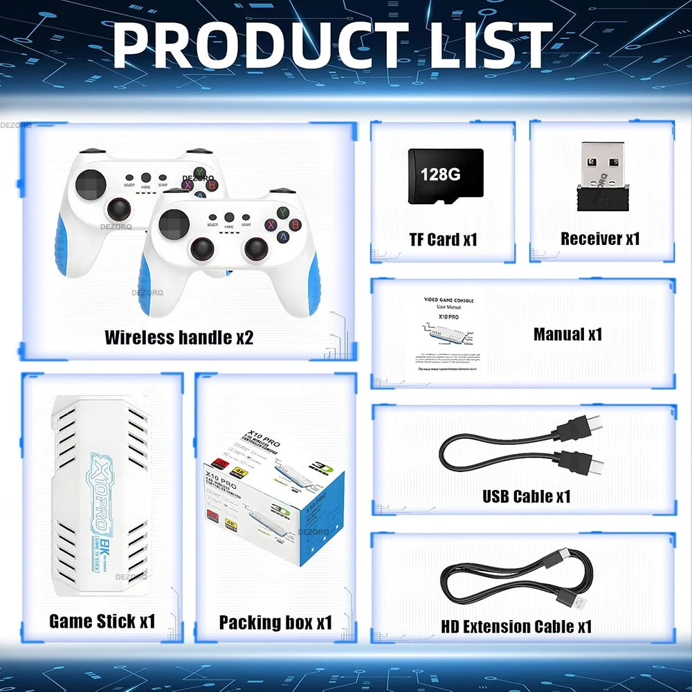 X10 Pro Retro Gaming Console 128G Game Stick Built In 50000 Retro Games 40+ Emulators S905X3 TV Video Game Consola