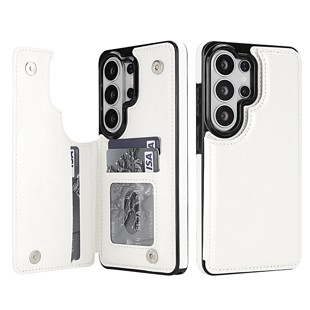 Wallet Double Button Flip Leather Case For Samsung Galaxy S26 Ultra S25 Edge S24 FE S23 A15 A16 A17 A26 A35 A36 A53 A54 A55 A56