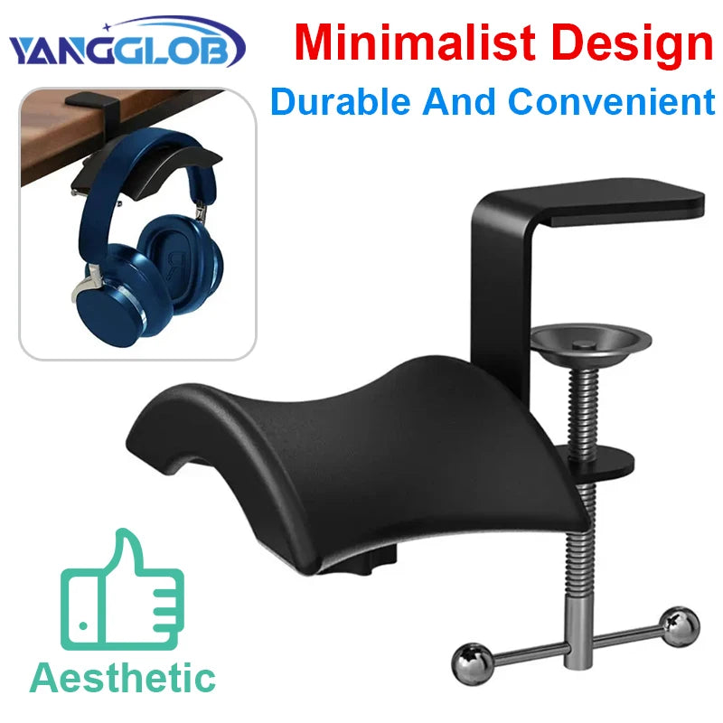 Adjustable Rotatable Arm Clamp PC Gaming Headphone Stand for Headset Hanger Hook Holder Desk Space Save Clip Mount