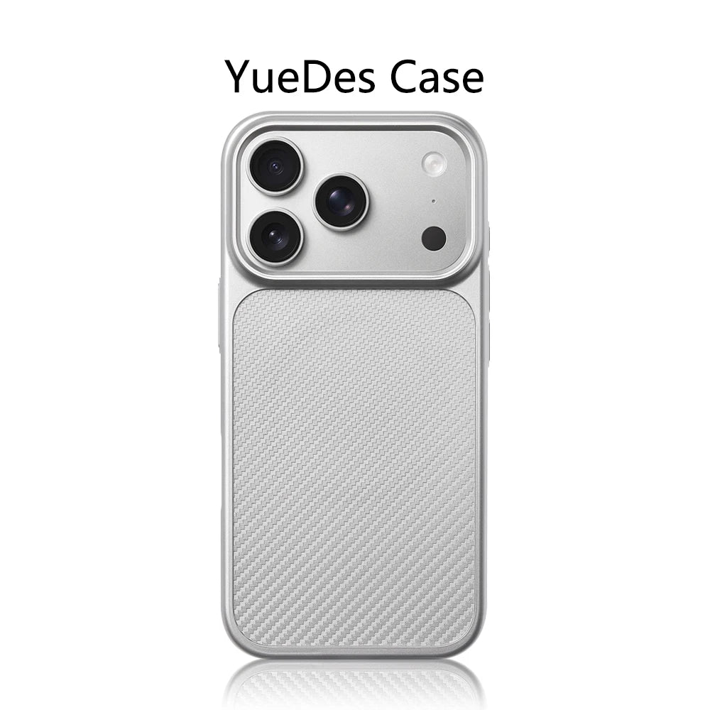 Luxury Business Carbon Fiber Pattern Hard PC Magnetic Case For iPhone 18 17 16 15 Pro Max For Magsafe Wireless Charging Cover