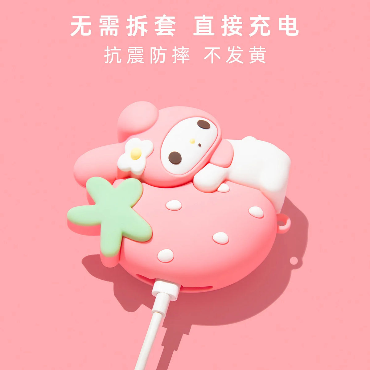 For Airpods 3 4 Pro 2 Pro 3 Cute Strawberry Rabbit Silicone Earphone Case Cover