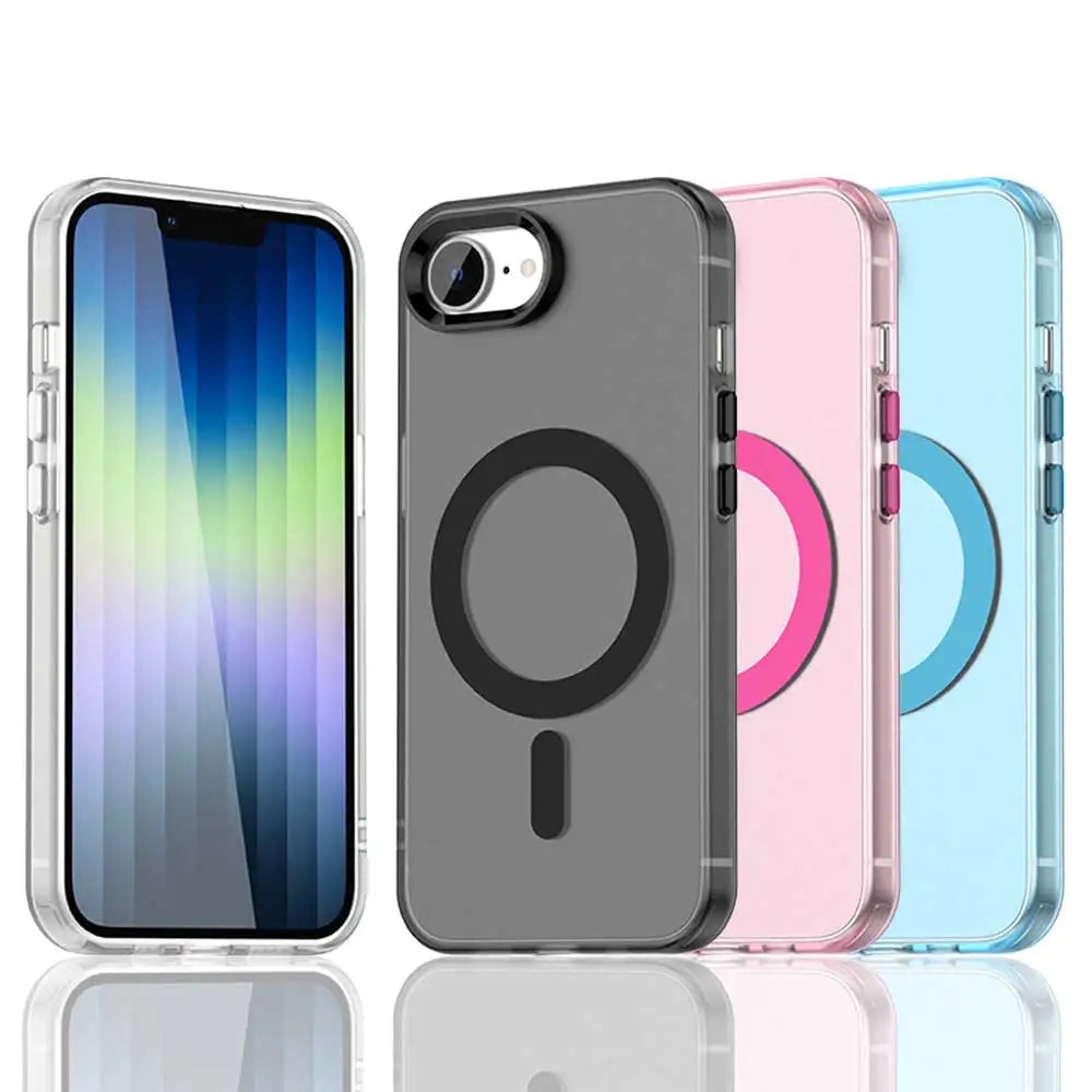 Magnetic Wireless Charging Case For Apple iPhone 17e 16e 16 Pro Max 15 14 Plus Cover Candy Colors Transparent Back Shell Coque