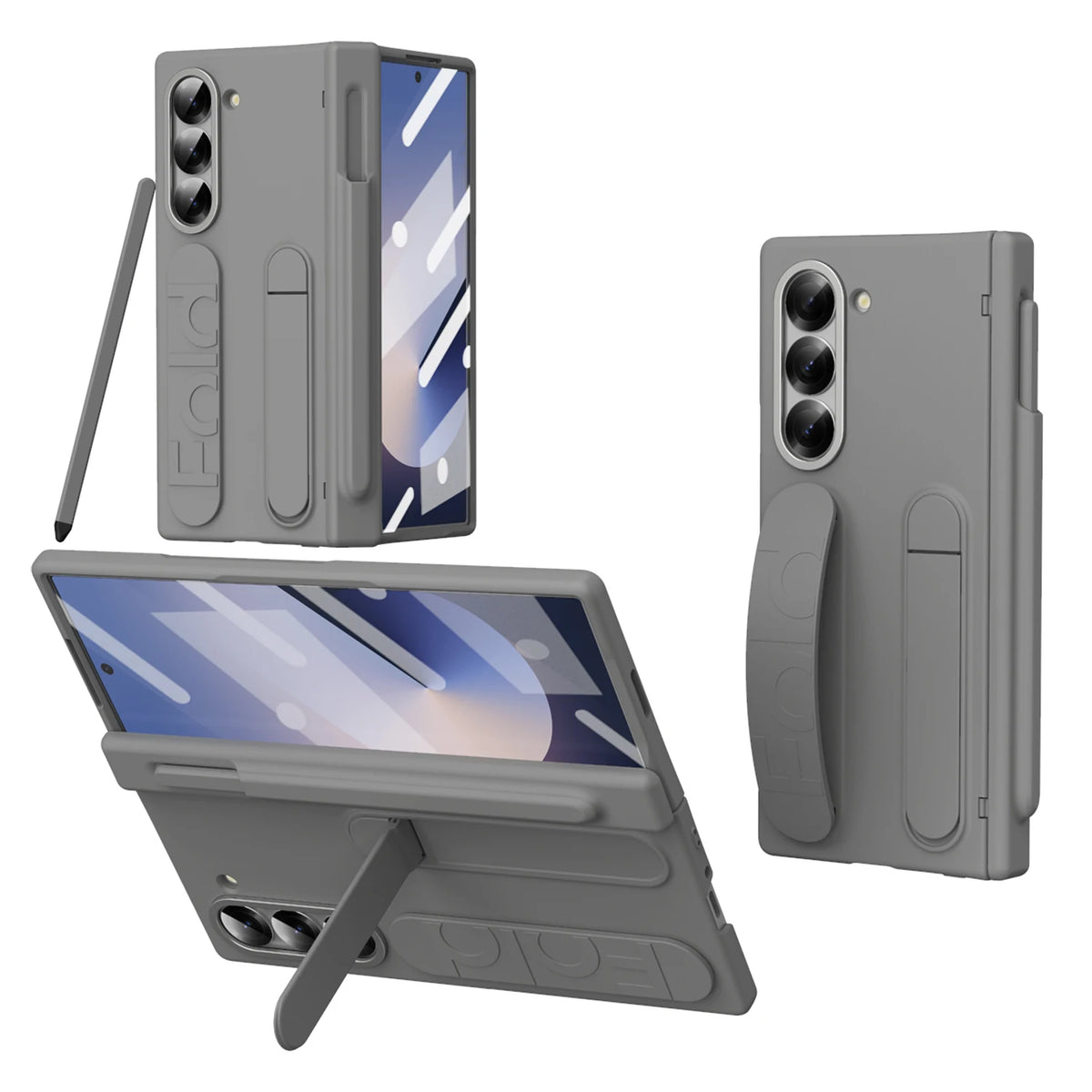 Touch Pen Case For Samsung Galaxy Z Fold 8 7 6 5 4 3 Folding Hinge Wrist Band Screen Tempered Film Phone Cover TriFold Fold7
