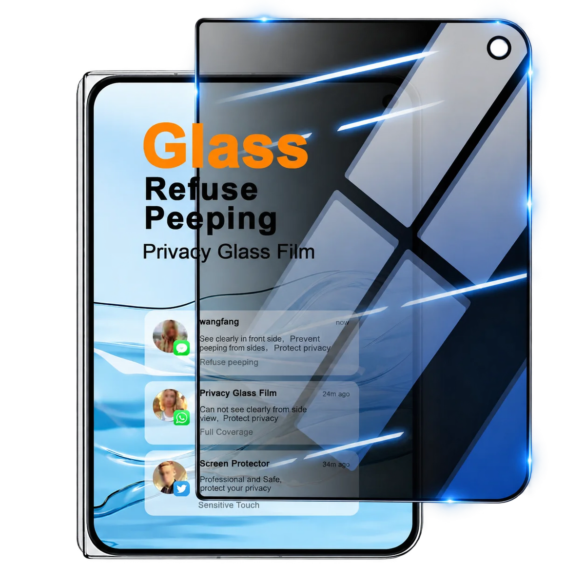 Privacy Tempered Glass For iPhone Duo Fold Protector Film Anti Spy Full Screen Coverage FM0010
