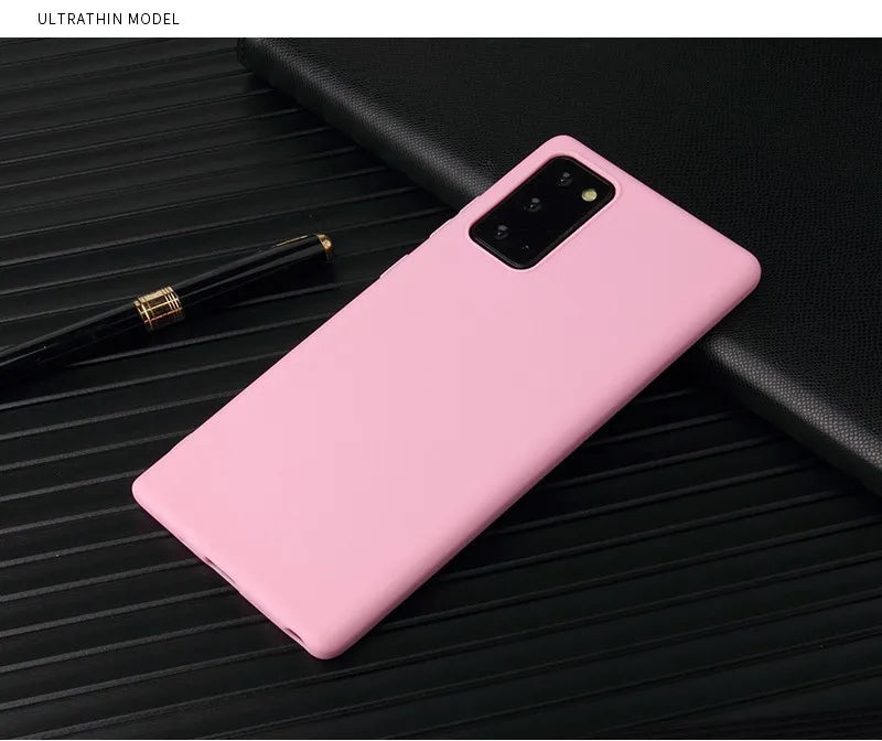 For Samsung Galaxy S20 S20 Ultra S9 S10 lite S10e Note 8 9 10 Plus A10 A20 A50 A70 M10 M20 Solid Color Silicone Cover Case