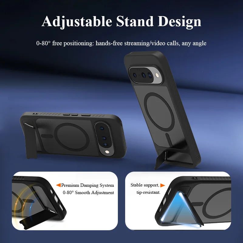 Lereach for Google Pixel 10 Pro XL Pixel 9 Pro XL Magnetic Stand Phone Case Drop Protection Adjustable Stand