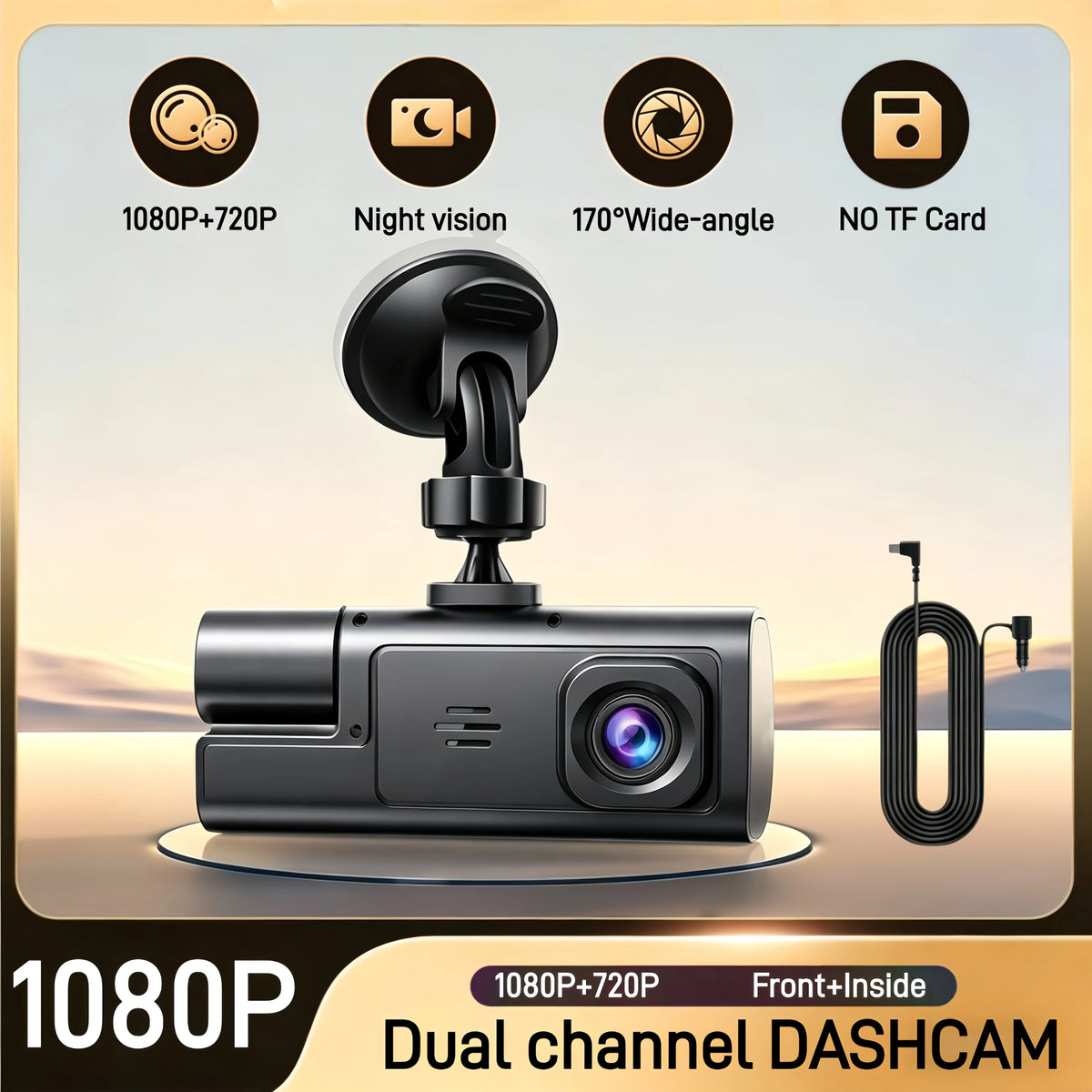 Deusvan 3 Cameras Dash Cam For Cars 1080P Car Camera Video Recorder Front inside Rear View Camera Car DVR Black Box Car Assecories