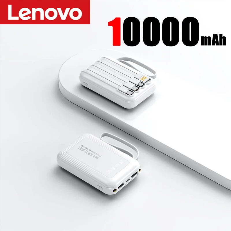 Lenovo Mini 500000mah Powerbank Super Fast Charging Led Digital Display 4 In 1 Built In Cables Power Bank For Iphone Samsung