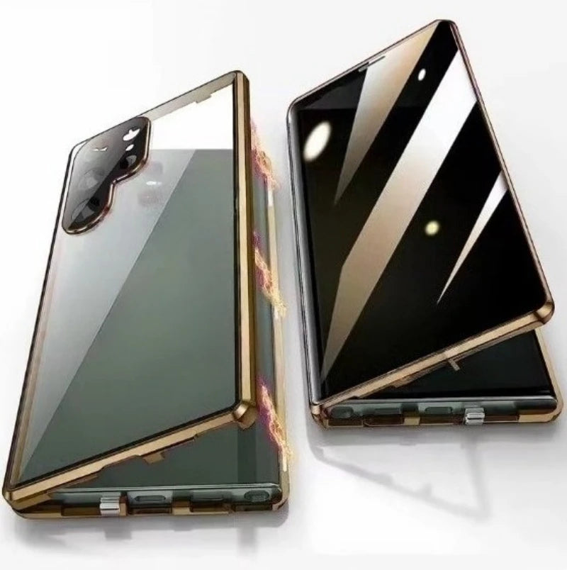 360 ° Protection Anti Peeping Metal Magnetic Case For Samsung Galaxy S26 S25 S24 S23 S22 Ultra Plus Double-Sided Glass Snap Lock