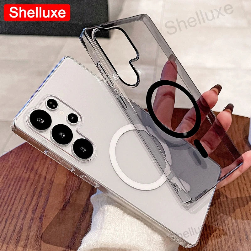 S26 Ultra Case Shelluxe Luxury Magnetic Transparent PC Hard Cover For Samsung Galaxy S26 S25 S24 Ultra S23 Plus S22 FE 5G Cases