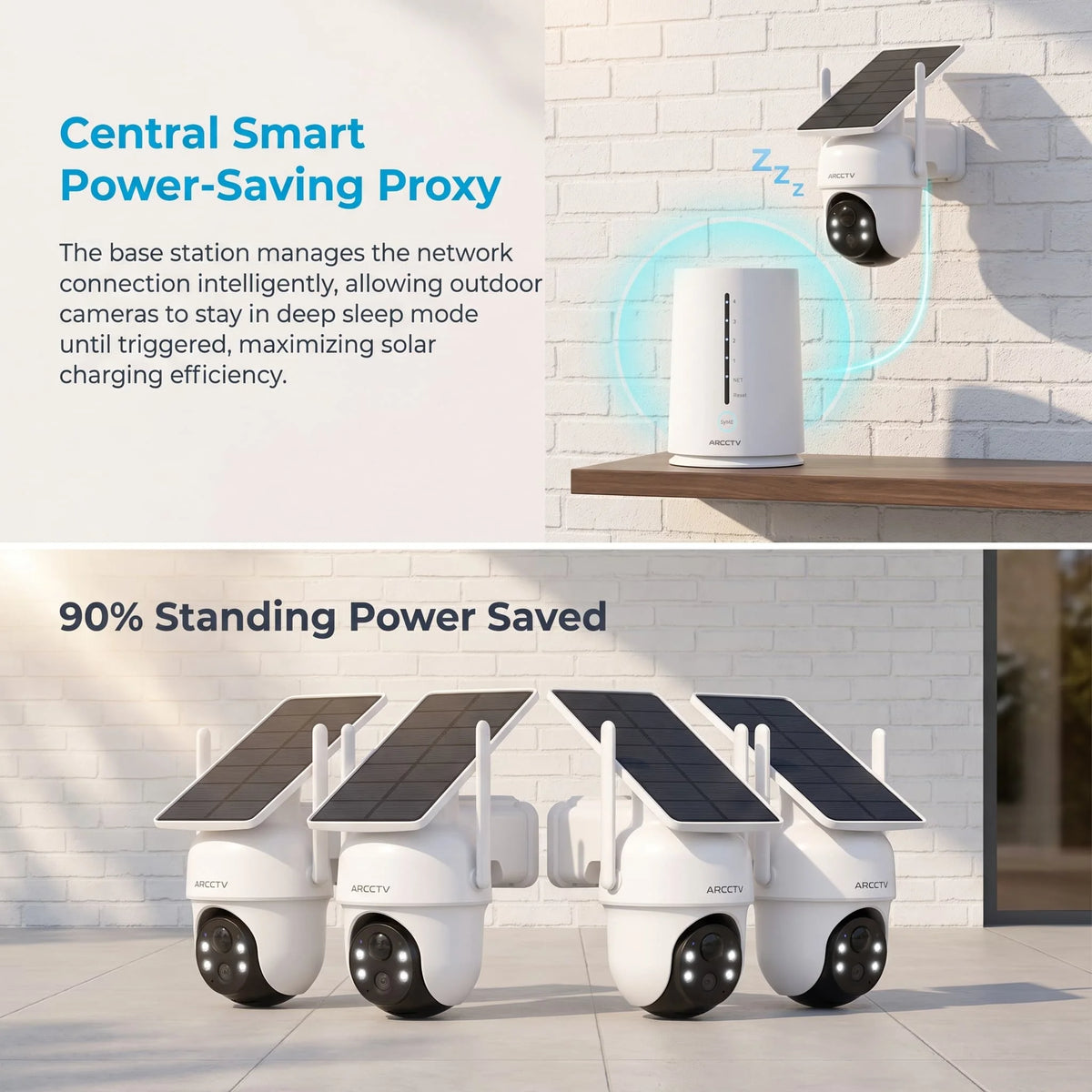 ARCCTV 4MP Wifi Solar Camera Kit Outdoor Wireless Security Surveillance Camera Set Siren Alarm Humanoid Detection Two Way Audio