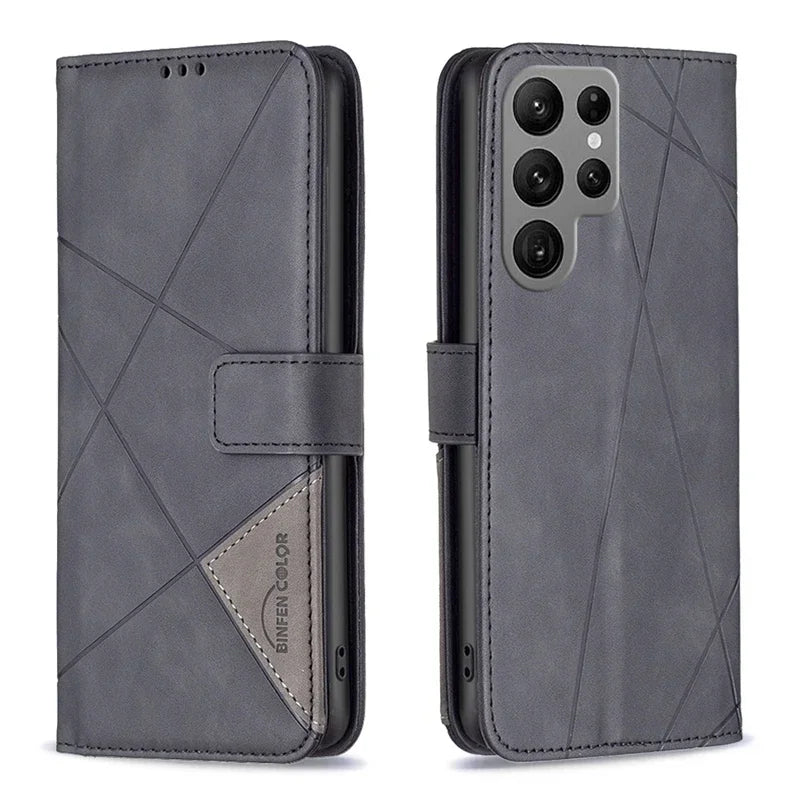 Wallte Hijab Prism Slot Magnetic Flip Leather Case For Samsung Galaxy S26 Ultra S25 Edge S24 FE S23 Plus S22 S21 S20 FE Cover
