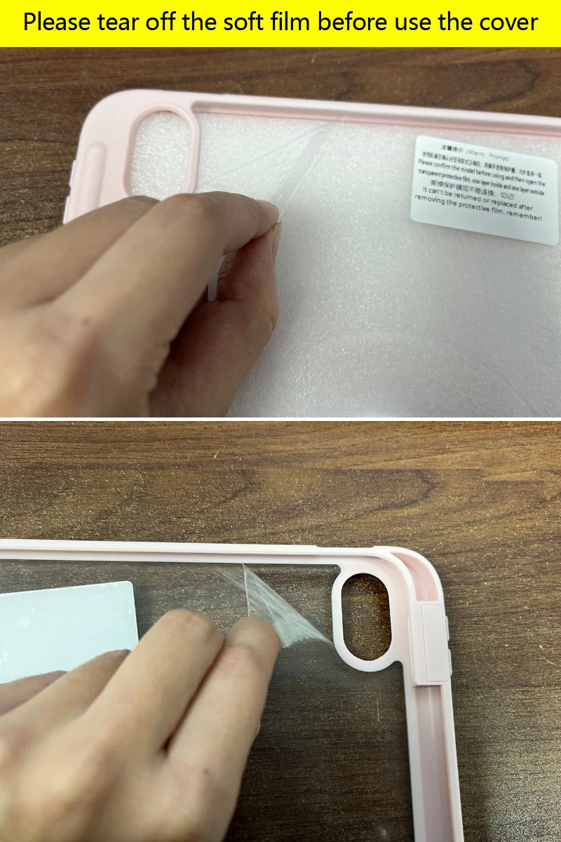 For iPad 10th Gen Case with Pen Holder Trifold Acrylic Clear Back Hard Cover For iPad 10.2 9.7 Air 11 5 4 iPad 11 A16 10 9 Case