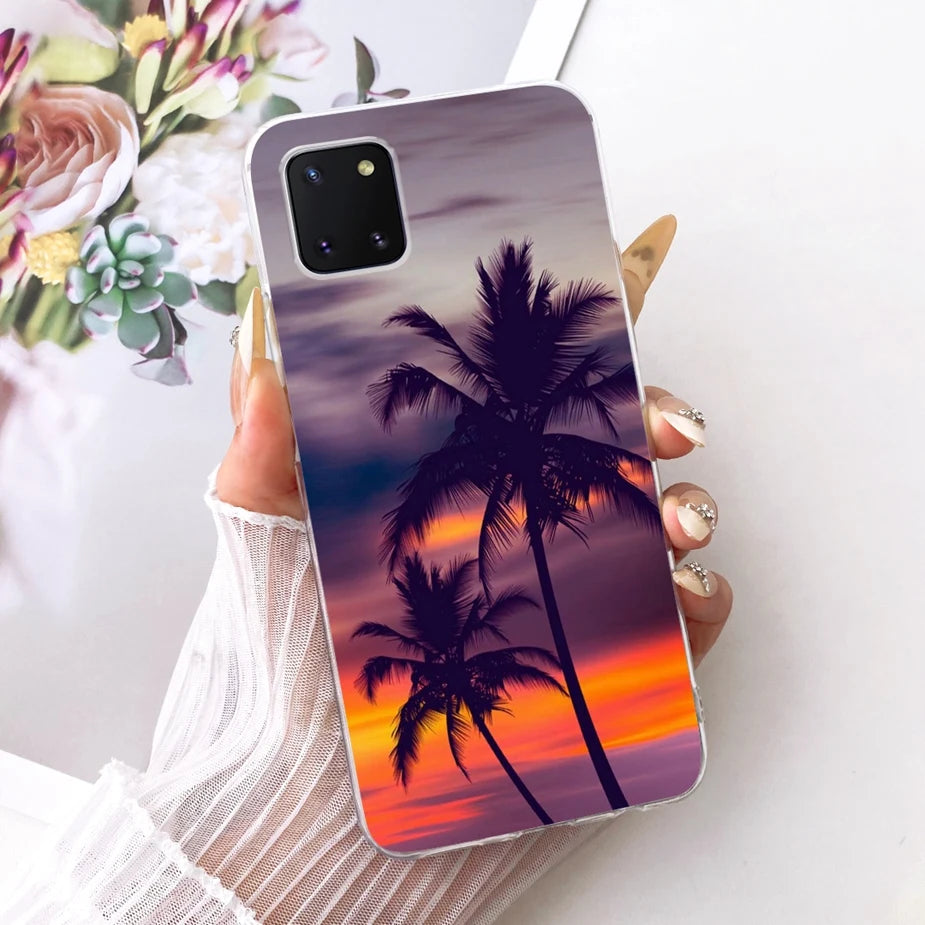 For Samsung Galaxy Note 10 Lite Case SM-N770F Luxury Flowers Painted Cover Soft Silicone Case For Samsung S10 Lite SM-G770F Bags