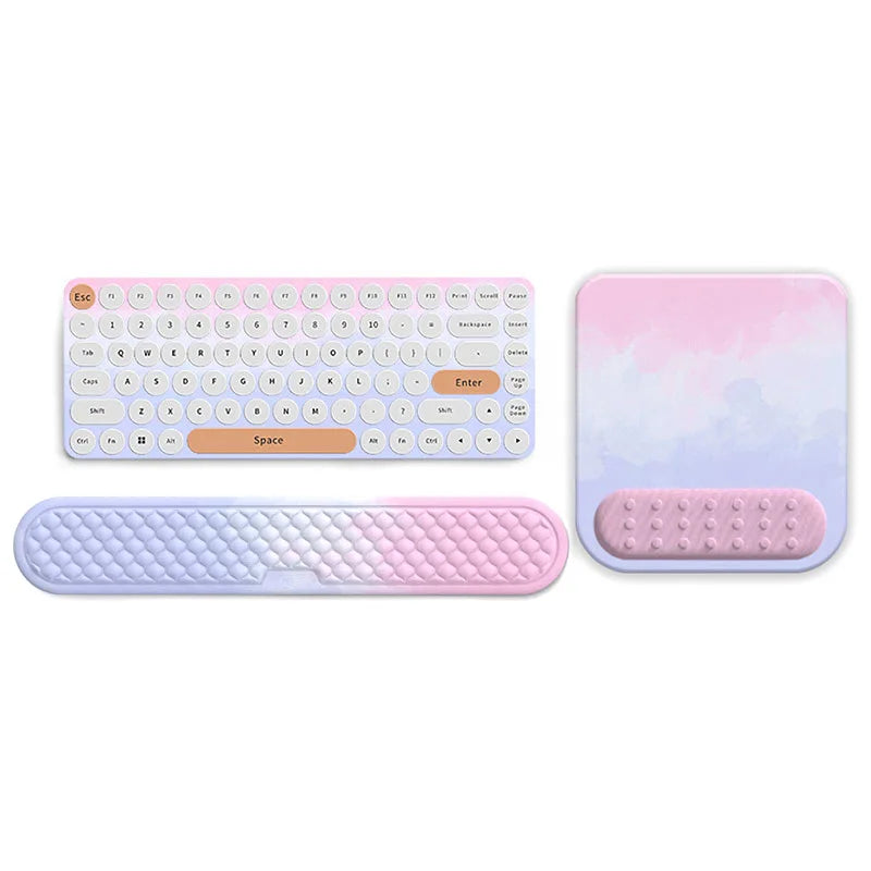 Keyboard Wrist Rest Pad Set Soft Memory Foam Mouse Pad Wrist Support Cushion Pain Relief Ergonomic Computer Mousepad for Office