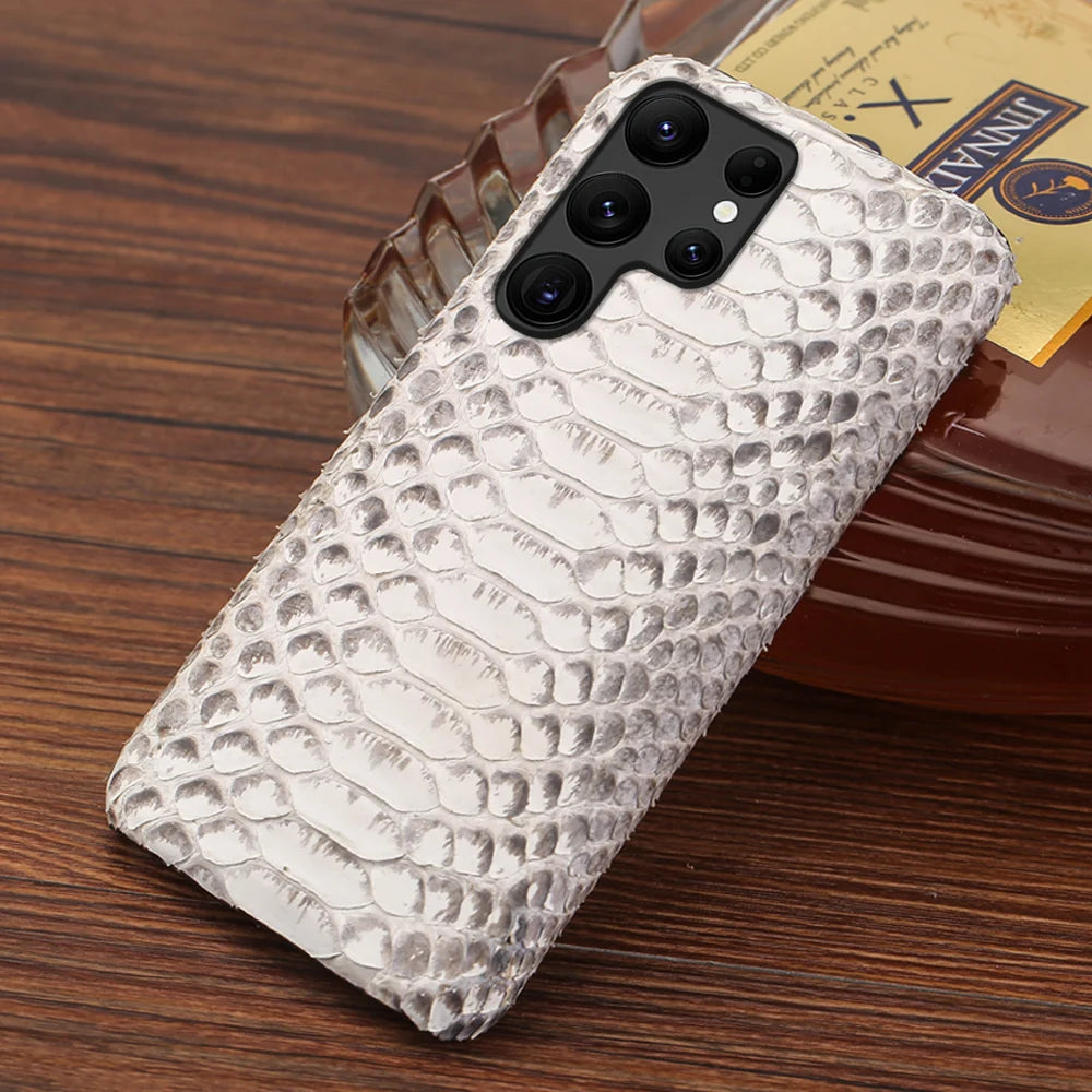 Genuine Python Leather Phone Case for Samsung Galaxy S26 S23 S22 S24 S25 Ultra S21 Plus A57 A56 A55 5G Luxury Snakeskins Cover