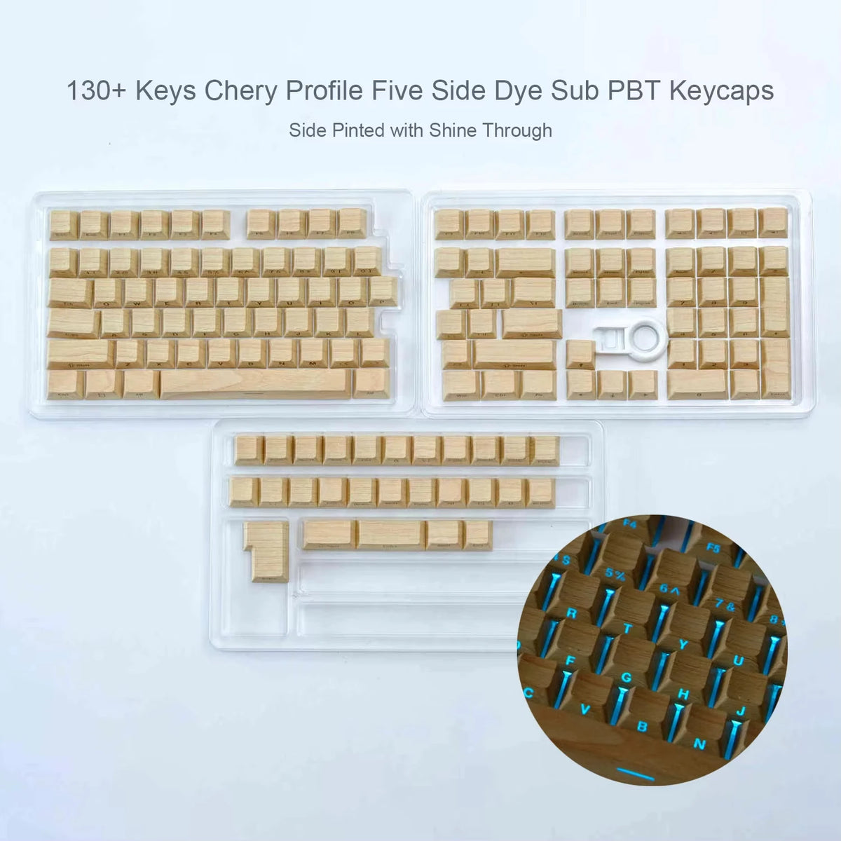 Kanagawa Themed Top/Side Printed RGB Backlit Keycaps 125 Keys Dye Sub PBT Keycaps Cherry Profile for Cherry MX Swtches Keyboard