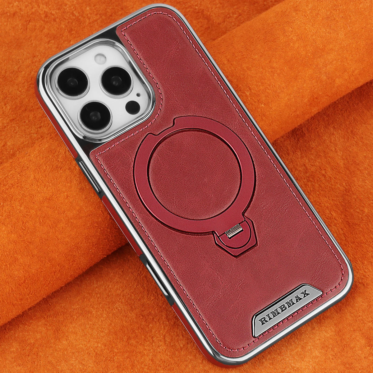360 Rotating Bracket Luxury Magnetic Stand Ring Leather Case For iPhone 16 Pro Max 15 14 13 12 Magsafe Wireless Charging Cover