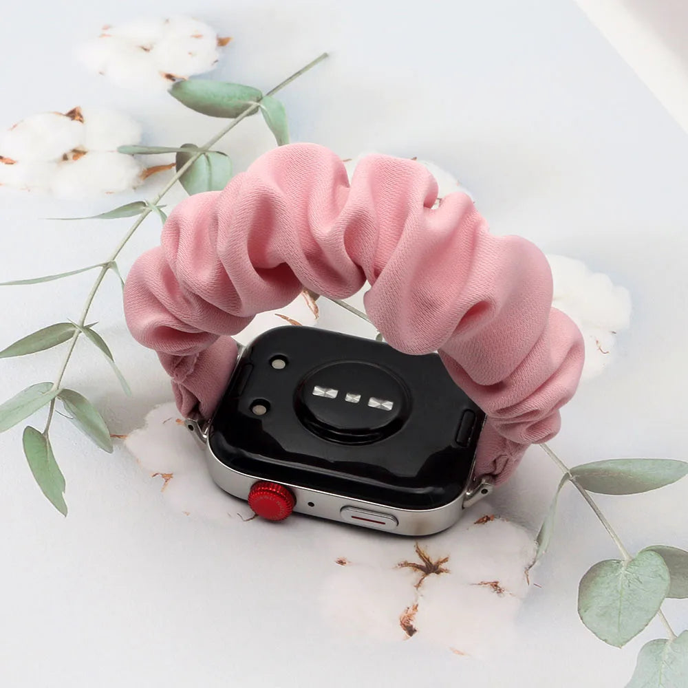 Pink Fabric Strap for Huawei Watch Fit 3/ Fit 4 Pro/ Fit 4/Fit5 Band Smartwatch Replacement Elastic Scrunchie Bracelet for Women